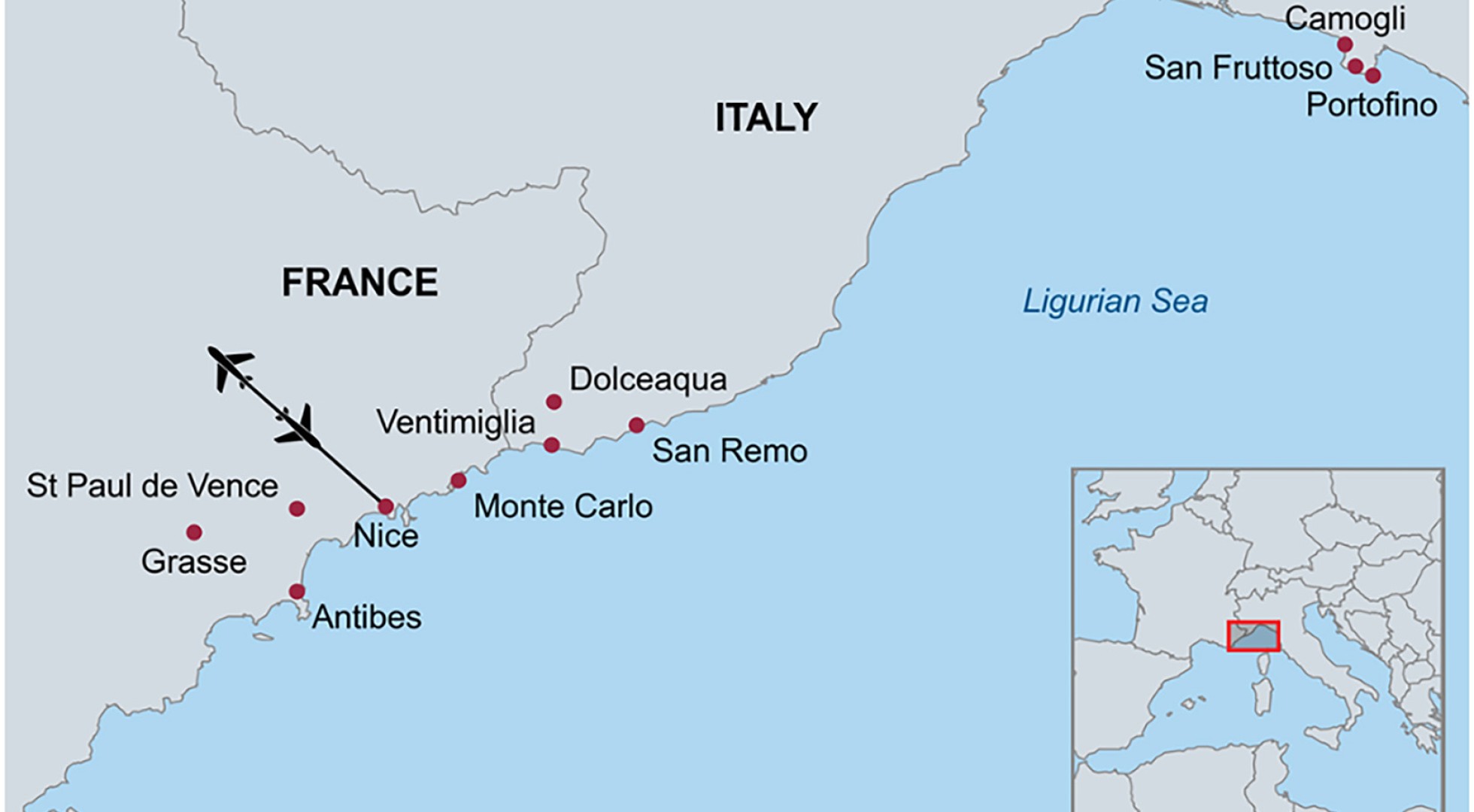 Map Nice France Monaco