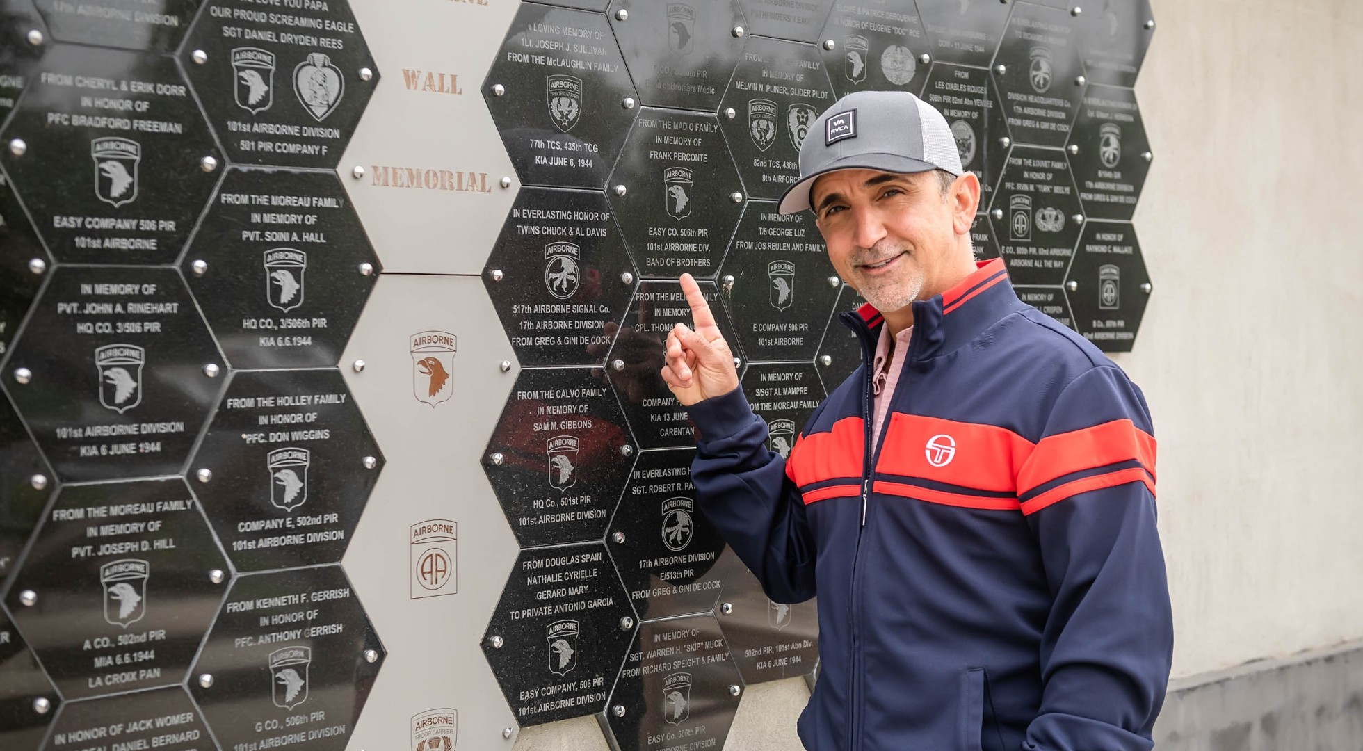 Easy Company tour participant at monument