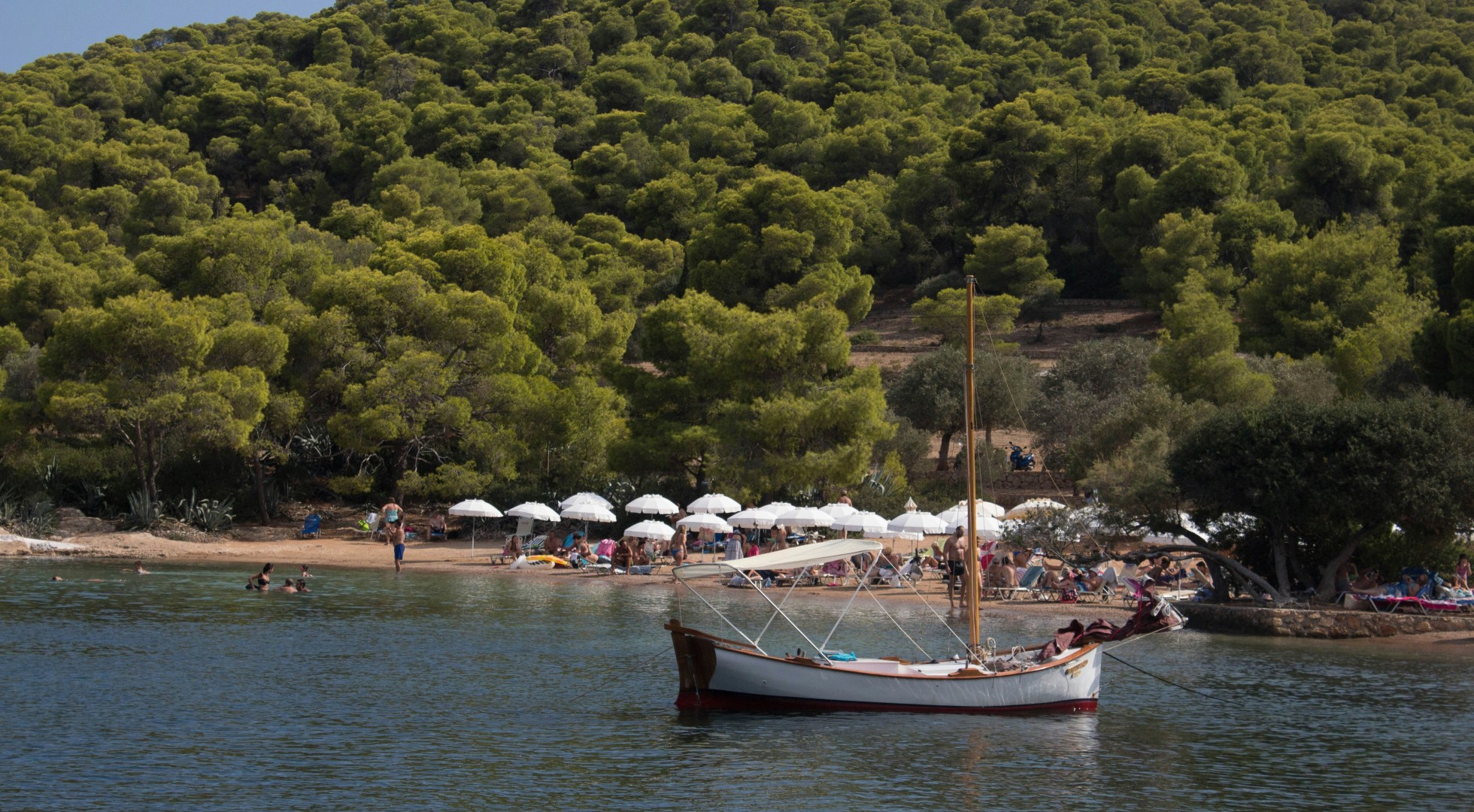 Greek island with boats