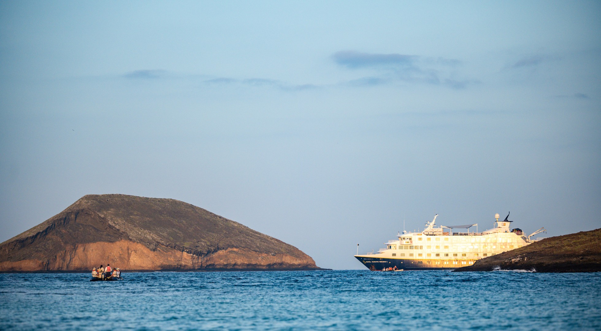 Ship at a distance Galapagos Islands