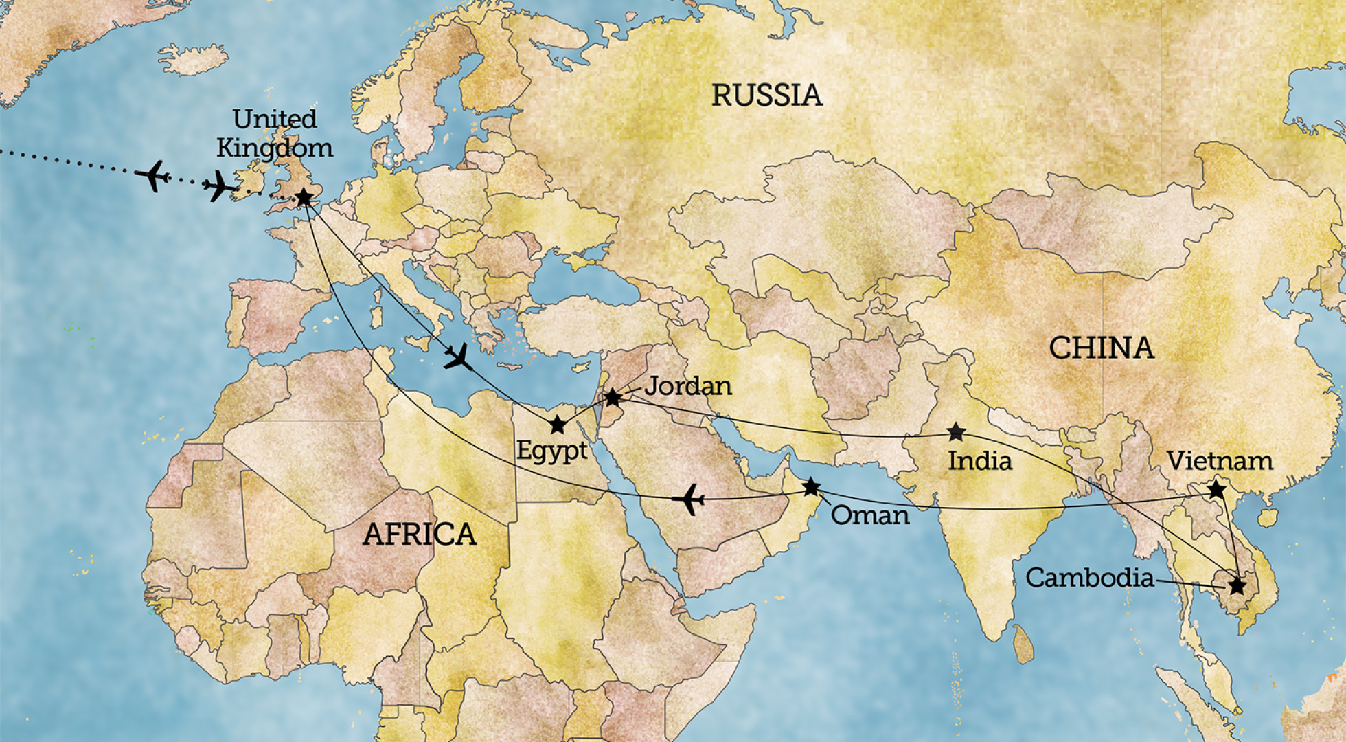 around the world map