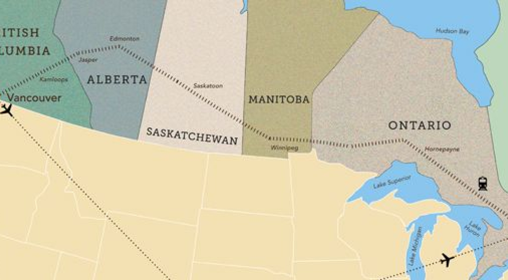 Toronto to Vancouver map